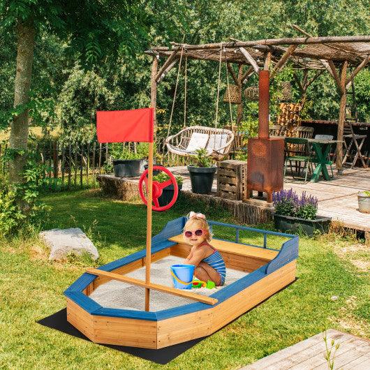 Kids' Pirate Boat Sandbox with Flag and Rudder at Set Shop and Smile