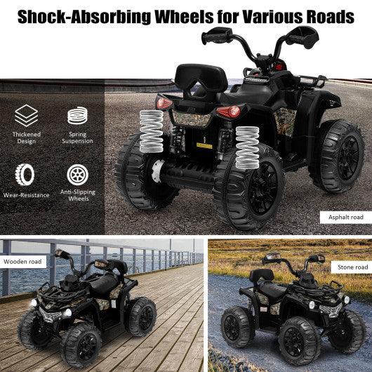 12V Kids Ride On ATV 4 Wheeler with MP3 and Headlights-Black at Set Shop and Smile
