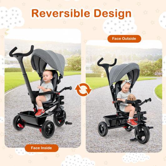 4-in-1 Baby Tricycle Toddler Trike with Convertible Seat-Gray at Set Shop and Smile