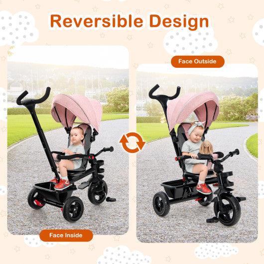 4-in-1 Baby Tricycle Toddler Trike with Convertible Seat-Pink at Set Shop and Smile