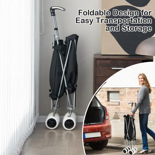 Folding Shopping Utility Cart with Water-Resistant Removable Canvas Bag-Black at Set Shop and Smile