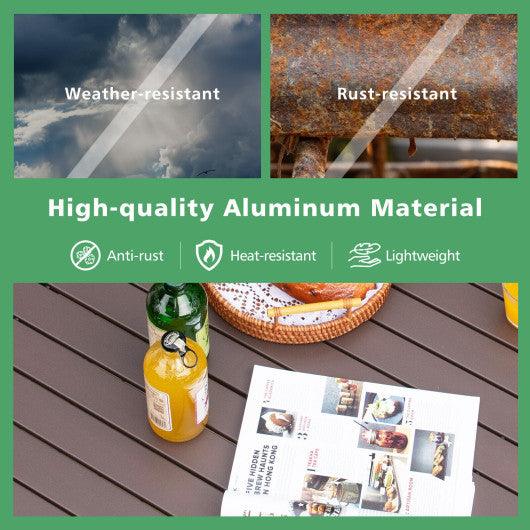 4-6 Person Portable Aluminum Camping Table with Carrying Bag-Brown at Set Shop and Smile