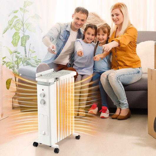 1500W Portable Oil Filled Radiator Heater with 3 Heat Settings-White at Set Shop and Smile