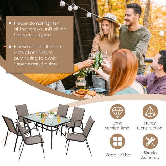 7-Piece Patio Dining Set with 6 Stackable Chairs at Set Shop and Smile