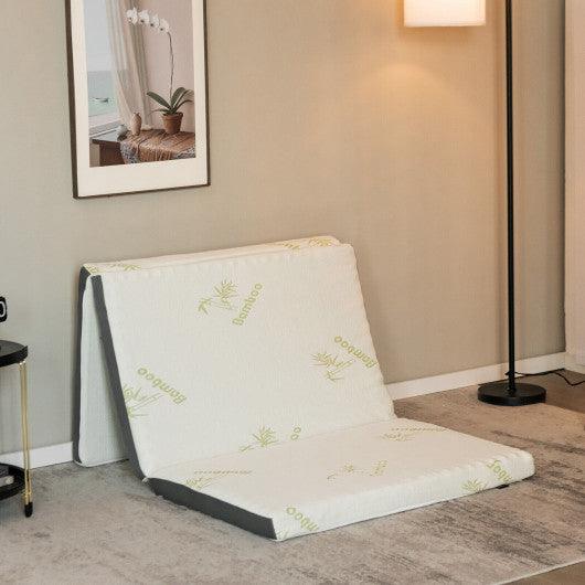 Queen 3 Inch Tri-fold Memory Foam Floor Mattress Topper Portable with Carrying Bag-S at Set Shop and Smile