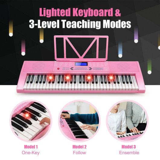 61-Key Electric Piano Keyboard for Beginner-Pink at Set Shop and Smile