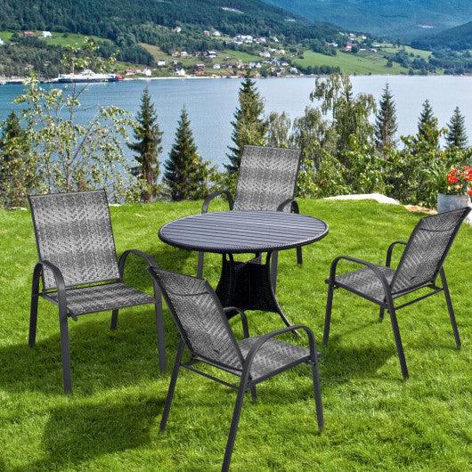 Set of 6 Outdoor PE Wicker Stackable Chairs with Sturdy Steel Frame-Gray at Set Shop and Smile