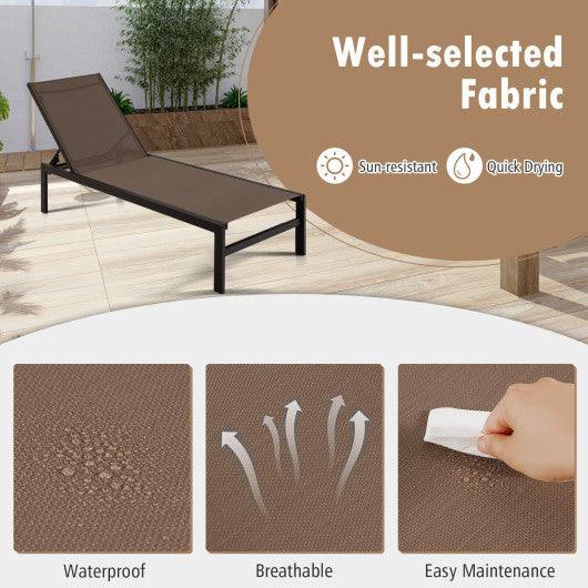 6-Position Chaise Lounge Chairs with Rustproof Aluminium Frame-Brown at Set Shop and Smile