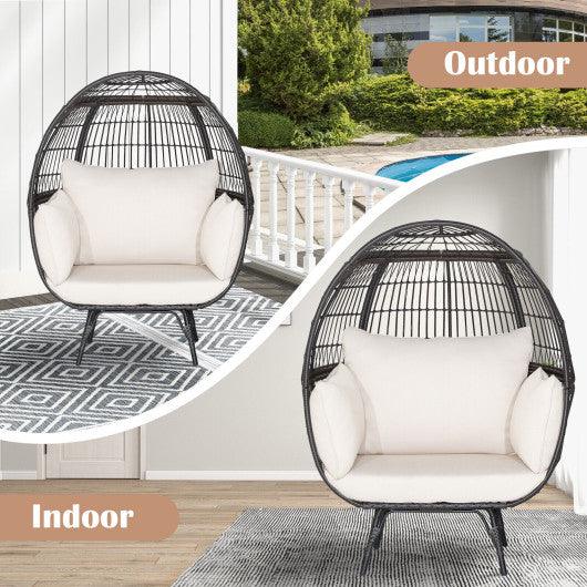 Oversized Patio Rattan Egg Lounge Chair with 4 Cushions-Brown at Set Shop and Smile