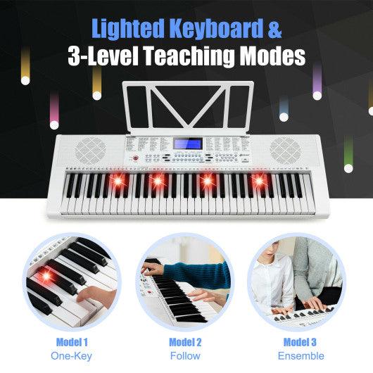 61-Key Electric Piano Keyboard for Beginner-White at Set Shop and Smile