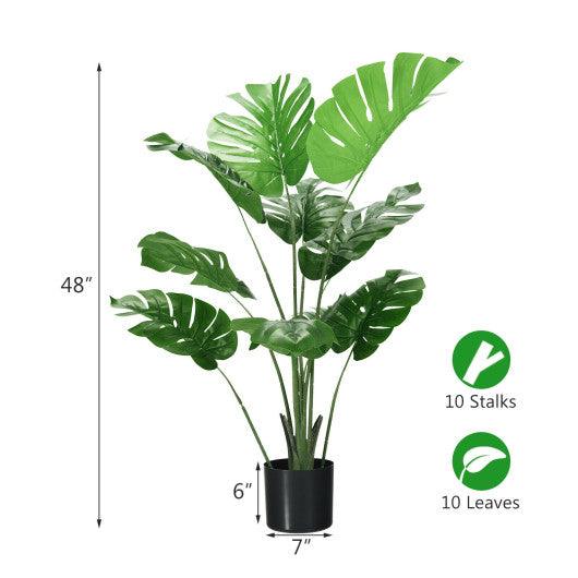 4 Feet Artificial Monstera Deliciosa Tree with 10 Leaves of Different Sizes at Set Shop and Smile