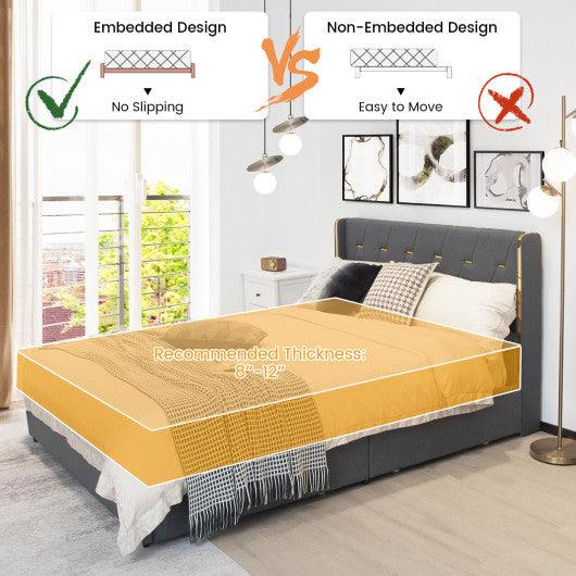 Full/Queen Size Upholstered Bed Frame with 4 Storage Drawers-Full Size at Set Shop and Smile