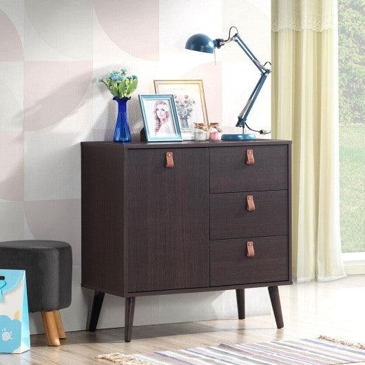 3-drawer Sideboard Storage Display Cabinet-Brown at Set Shop and Smile
