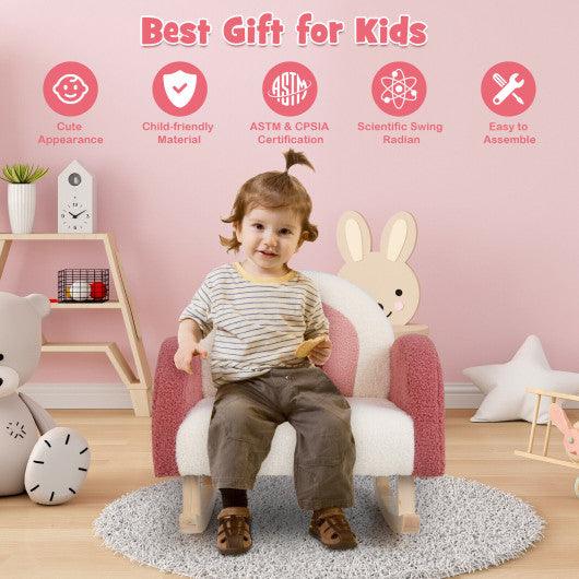 Kids Rocking Chair Children Velvet Upholstered Sofa with Solid Wood Legs-Red at Set Shop and Smile