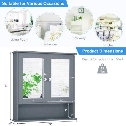 Bathroom Wall Mount Mirror Cabinet Organizer-Gray at Set Shop and Smile