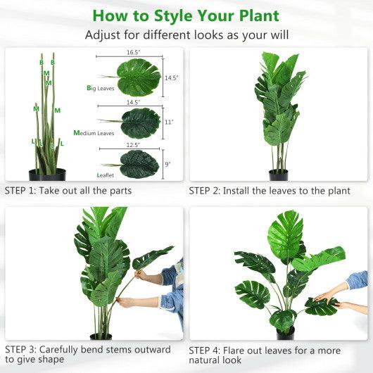 4 Feet Artificial Monstera Deliciosa Tree with 10 Leaves of Different Sizes at Set Shop and Smile