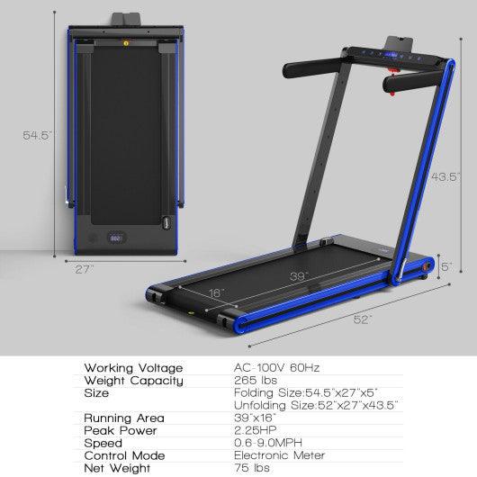 2-in-1 Folding Treadmill with Dual LED Display-Navy at Set Shop and Smile