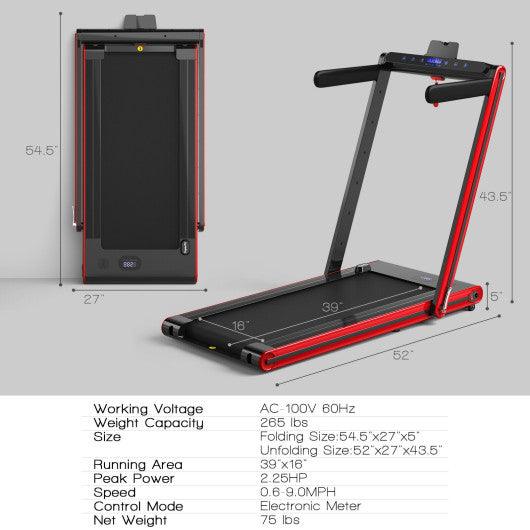 2-in-1 Folding Treadmill with Dual LED Display-Red at Set Shop and Smile