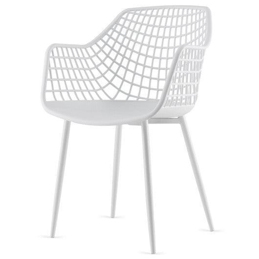 Set of 4 Heavy Duty Modern Dining Chair with Airy Hollow Backrest-White at Set Shop and Smile