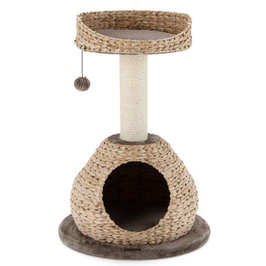 28 Inches Hand-Made Cat Tree Tower with Jump Platform-Coffee at Set Shop and Smile