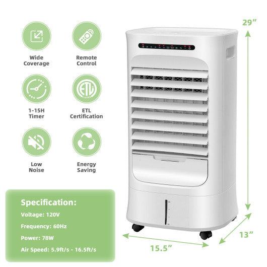 4-in-1 Portable Evaporative Air Cooler with Timer and 3 Modes-White at Set Shop and Smile