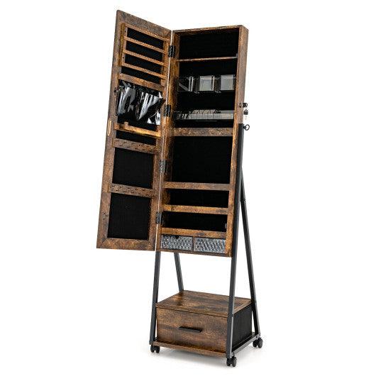 Jewelry Cabinet with Full Length Mirror-Brown at Set Shop and Smile