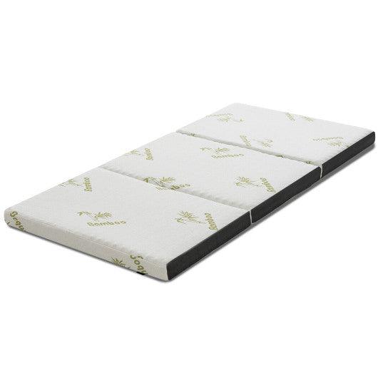 Queen 3 Inch Tri-fold Memory Foam Floor Mattress Topper Portable with Carrying Bag-S at Set Shop and Smile