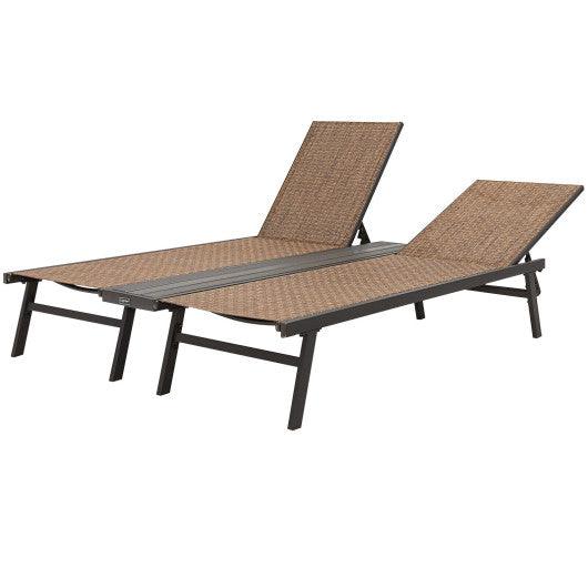 2-Person Patio Chaise Lounge with Middle Panel-Brown at Set Shop and Smile