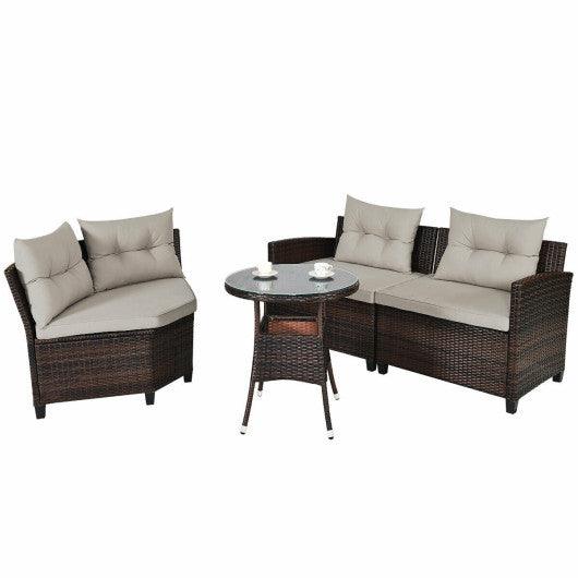 4 Pieces Furniture Patio Set Outdoor Wicker Sofa Set at Set Shop and Smile