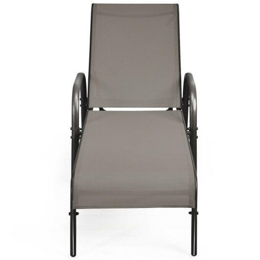 Adjustable Patio Chaise Folding Lounge Chair with Backrest-Brown at Set Shop and Smile