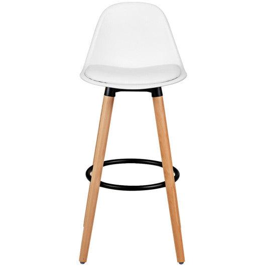 2 Pieces Mid Century Barstool 28.5 Inches Dining Pub Chair-White at Set Shop and Smile