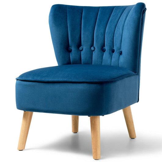 Armless Accent Chair Tufted Velvet Leisure Chair-Blue at Set Shop and Smile