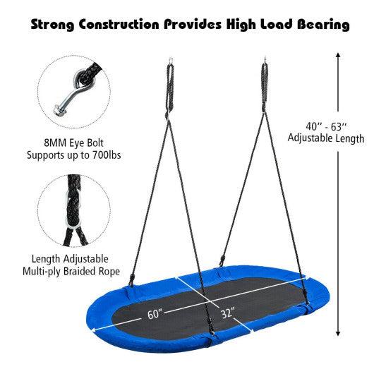 60 Inch Saucer Surf Outdoor Adjustable Swing Set-Blue+Black at Set Shop and Smile