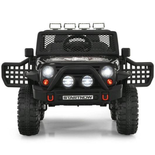 12V Kids Remote Control Electric Ride On Truck Car with Lights and Music -Black at Set Shop and Smile