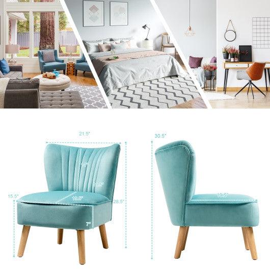 Modern Armless Velvet Accent Chair with Wood Legs-Green at Set Shop and Smile