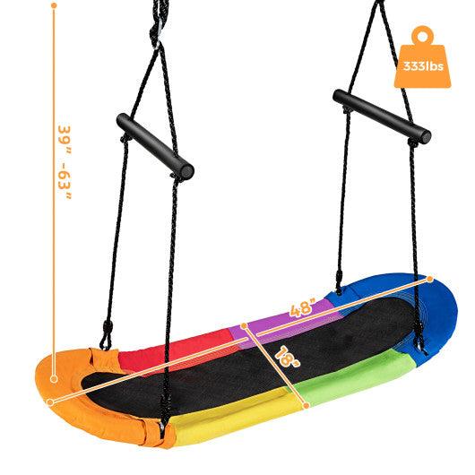 Saucer Tree Swing Surf Kids Outdoor Adjustable Oval Platform Set with Handle-Color at Set Shop and Smile