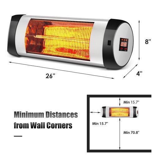 1500W Wall-Mounted Electric Heater Patio Infrared Heater with Remote Control at Set Shop and Smile