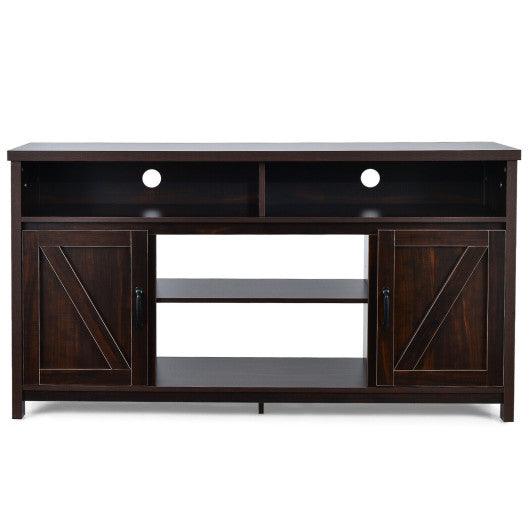 59 Inch TV Stand Media Center Console Cabinet with Barn Door for TV's 65 Inch-Brown at Set Shop and Smile