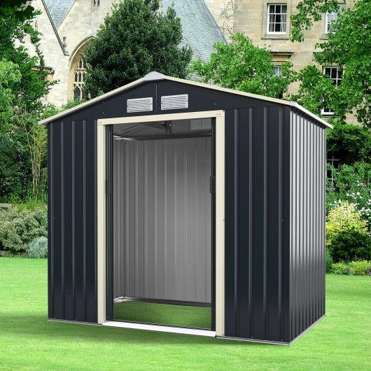 7 Feet X 4 Feet Metal Storage Shed with Sliding Double Lockable Doors-Gray at Set Shop and Smile