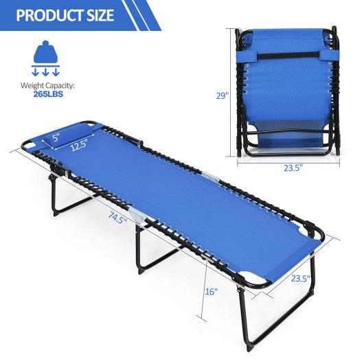 Foldable Recline Lounge Chair with Adjustable Backrest and Footrest-Blue at Set Shop and Smile