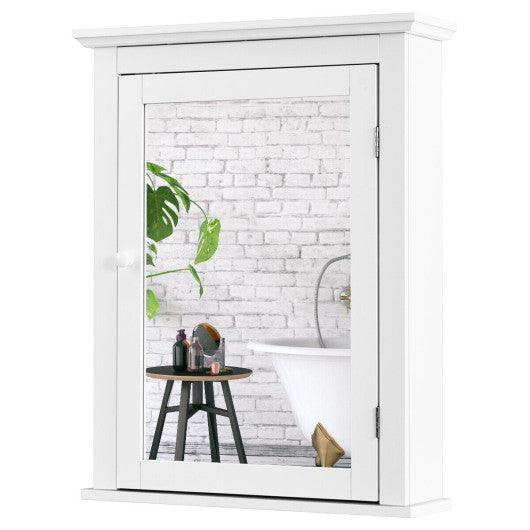 Bathroom Mirror Cabinet Wall Mounted Adjustable Shelf Medicine Storage-White at Set Shop and Smile
