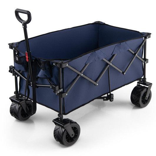 Folding Utility Garden Cart with Wide Wheels and Adjustable Handle-Blue at Set Shop and Smile
