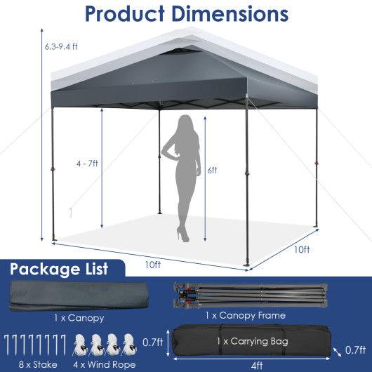 10 x 10 Feet Foldable Outdoor Instant Pop-up Canopy with Carry Bag-Gray at Set Shop and Smile