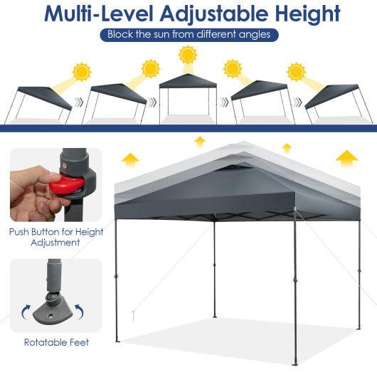 10 x 10 Feet Foldable Outdoor Instant Pop-up Canopy with Carry Bag-Gray at Set Shop and Smile
