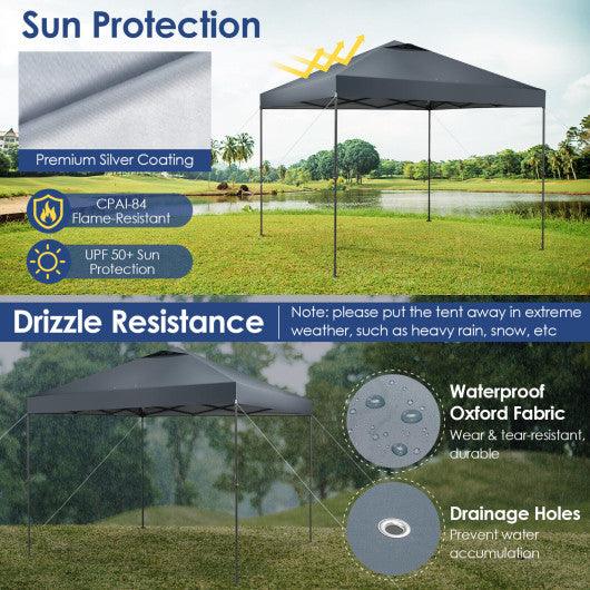 10 x 10 Feet Foldable Outdoor Instant Pop-up Canopy with Carry Bag-Gray at Set Shop and Smile