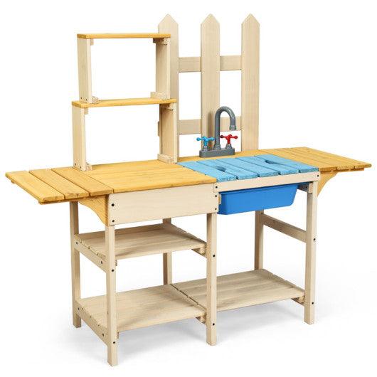 Kid's Outdoor Wooden Pretend Cook Kitchen Playset Toy at Set Shop and Smile