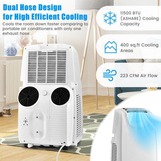 11500 BTU Dual Hose Portable Air Conditioner with Remote Control-White at Set Shop and Smile