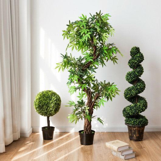 2 Pieces 4 Feet Artificial Décor Green Boxwood Spiral Tree Set at Set Shop and Smile