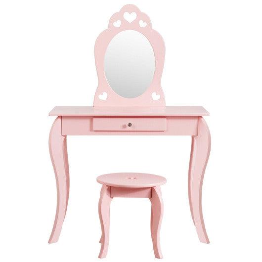 Kids Princess Makeup Dressing Play Table Set with Mirror -Pink at Set Shop and Smile