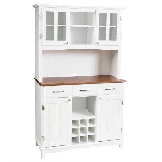 Wood Buffet Hutch Cabinet with 3 Large Drawers at Set Shop and Smile